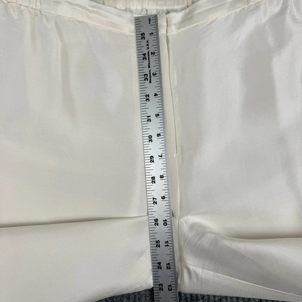 Vtg 90s Neiman Marcus Silk Pants Womens XL Ivory Wide Leg Quiet Luxury Bridal - Picture 8 of 10